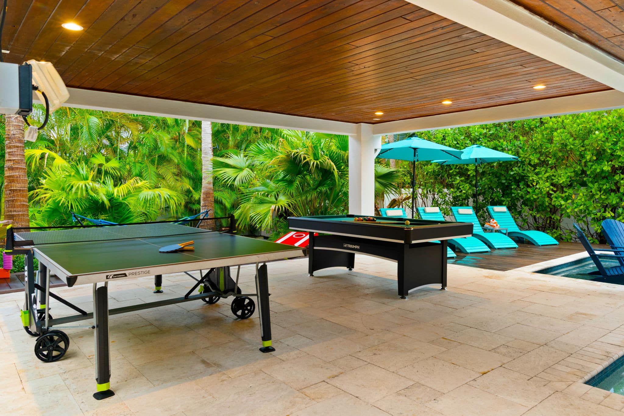 Shuffleboard table in the main living area
